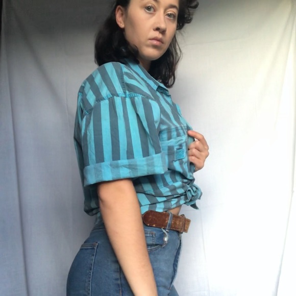 Short Sleeve Button Down Shirt Vintage Stripped - Picture 3 of 7